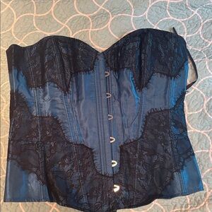 Teal and Black Lace Corset Top (40DD/4X)